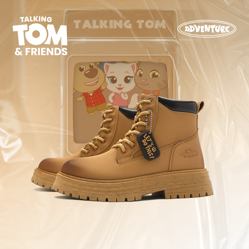 汤姆猫男士英伦风厚底高帮马丁靴