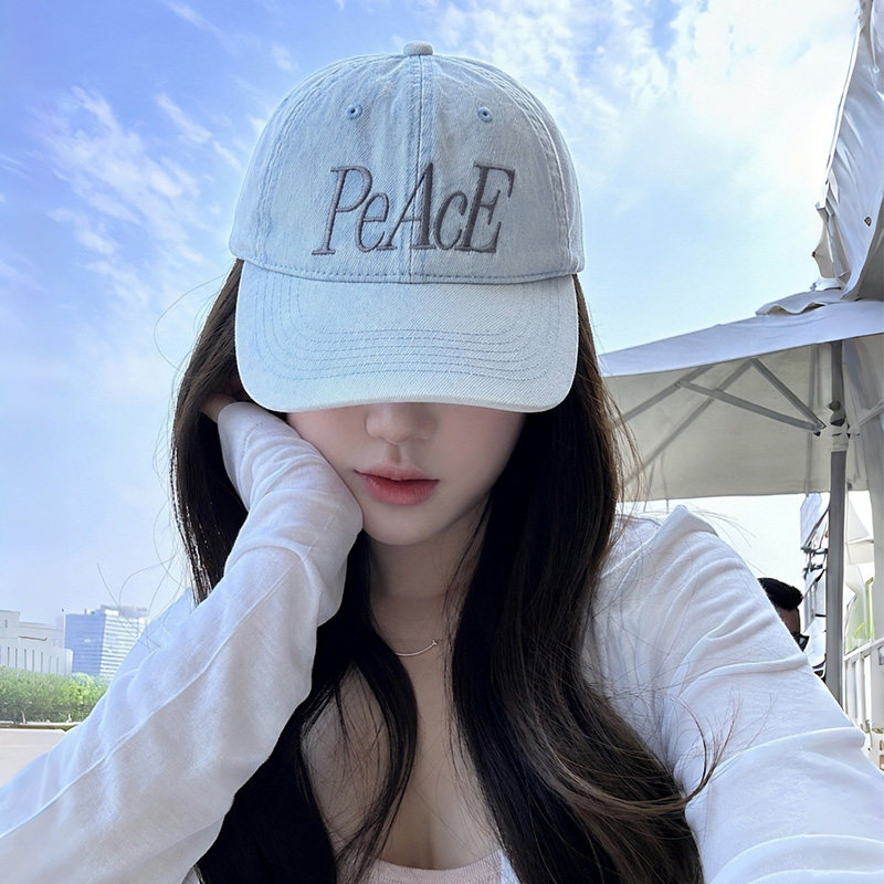 韩系浅蓝色牛仔棒球帽女