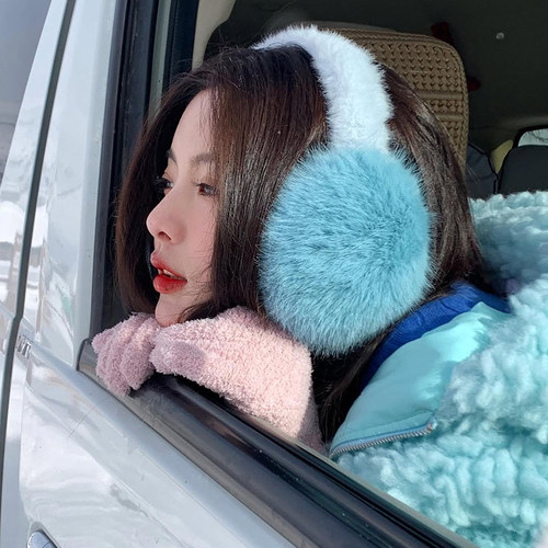 杨超越同款蓝色毛绒耳罩