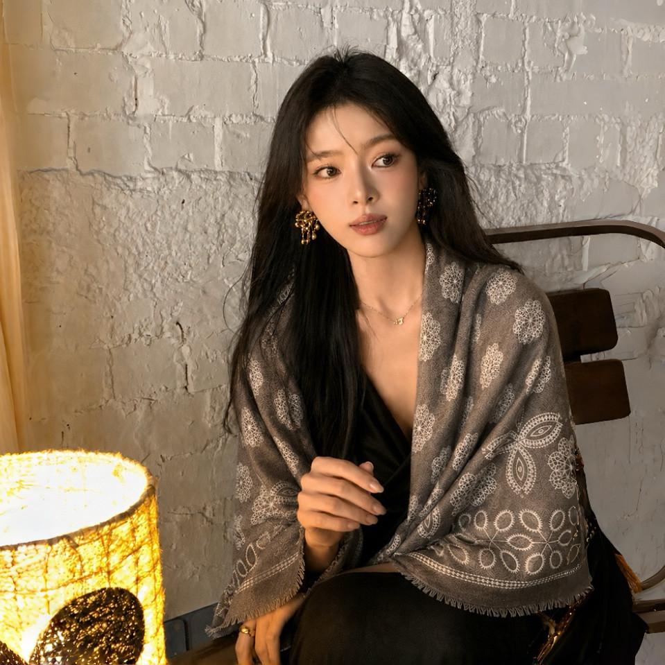 复古腰果花披肩女外搭2026