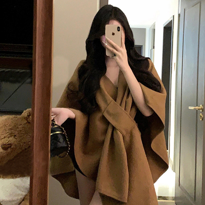 出口高档披肩！秋冬新款羊毛披风