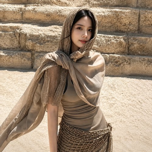 废土风沙漠头巾防晒披肩女