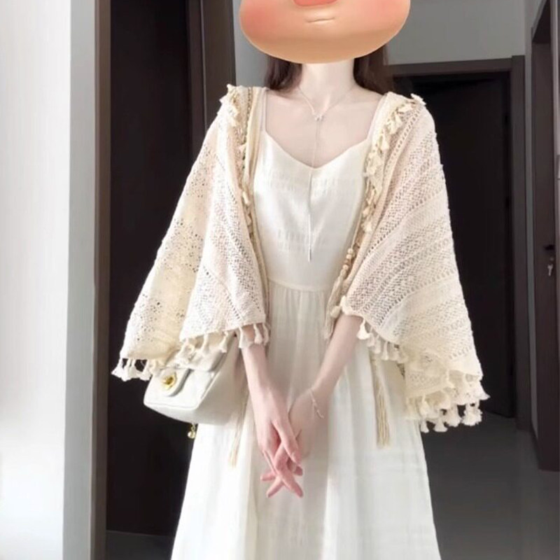 温柔甜美风镂空披肩女2026新款旅游外搭夏季罩衫森系蕾丝空调衫