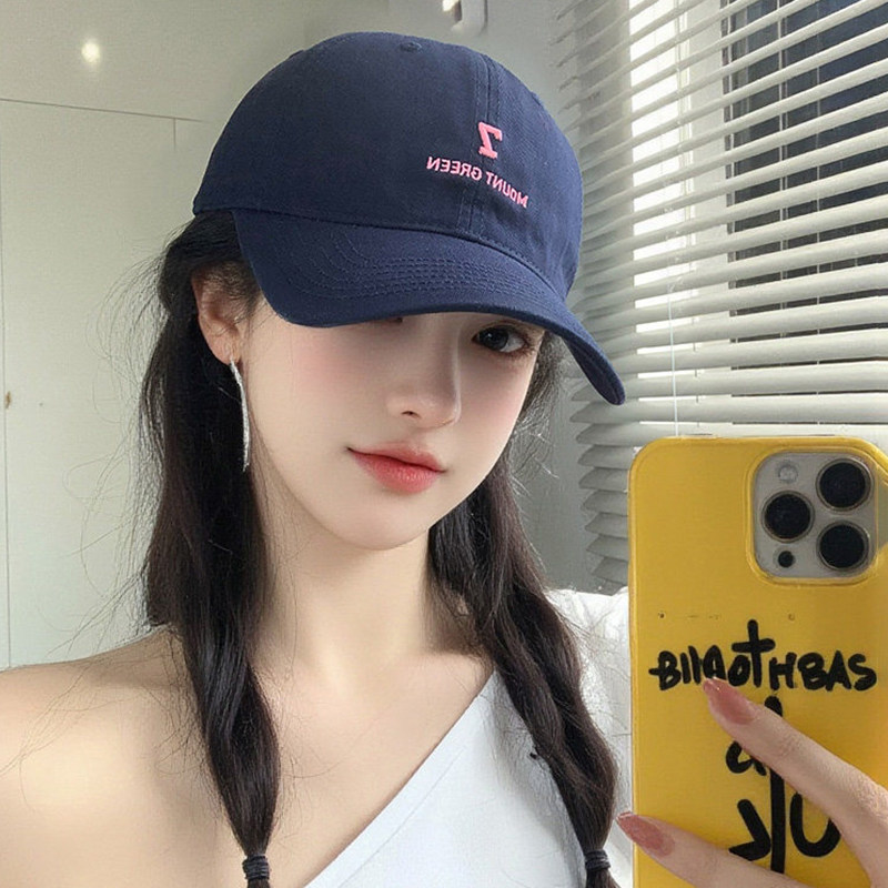 藏青色字母刺绣棒球帽女款2026新款大帽檐软顶鸭舌帽夏季遮阳帽子