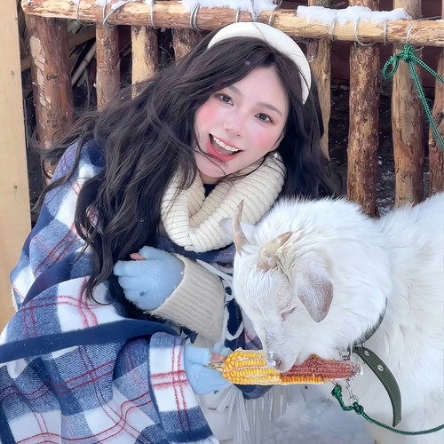 复古披肩外搭蓝白格纹斗篷披风