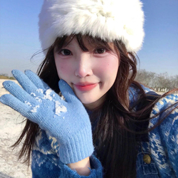 纯色针织毛线手套女冬季