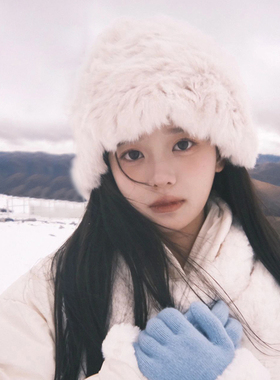 兔毛帽子女2025新款冬季保暖防寒毛绒针织渔夫帽显脸小洋气毛线帽