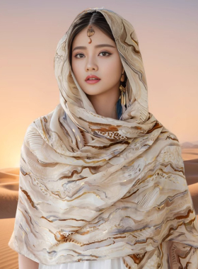 埃及迪拜旅游棉麻丝巾沙漠拍照披肩女外搭2025新款防晒头巾围巾夏