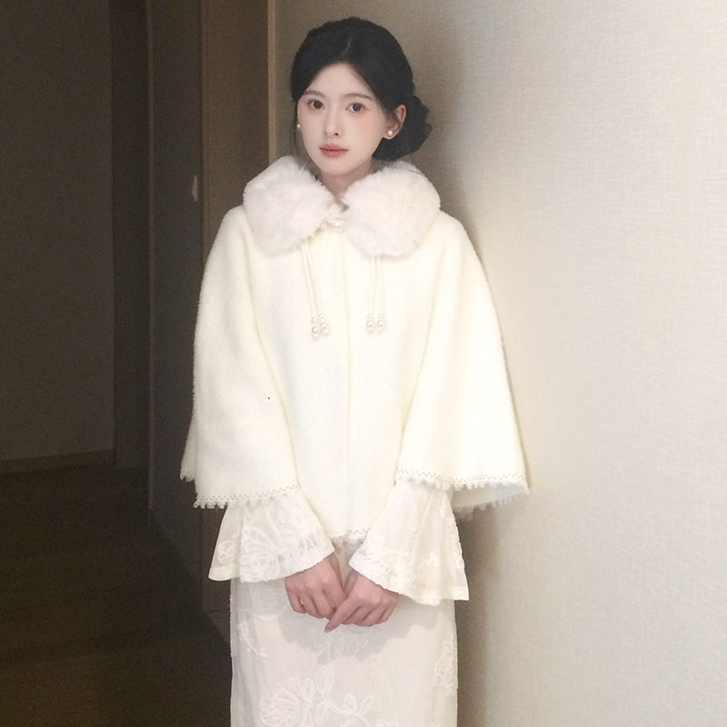 2025秋冬款中式披肩千金风斗篷