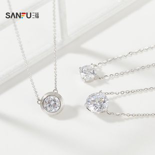 三福925银项链小鼻嘎简约八心八箭锁骨链优雅首饰配饰链条842840