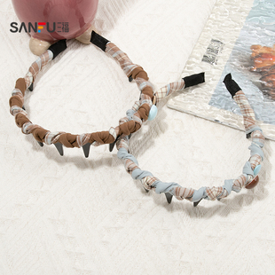 发饰配饰发箍头饰846575 时尚 三福盐系扭扭头箍单个 青春个性