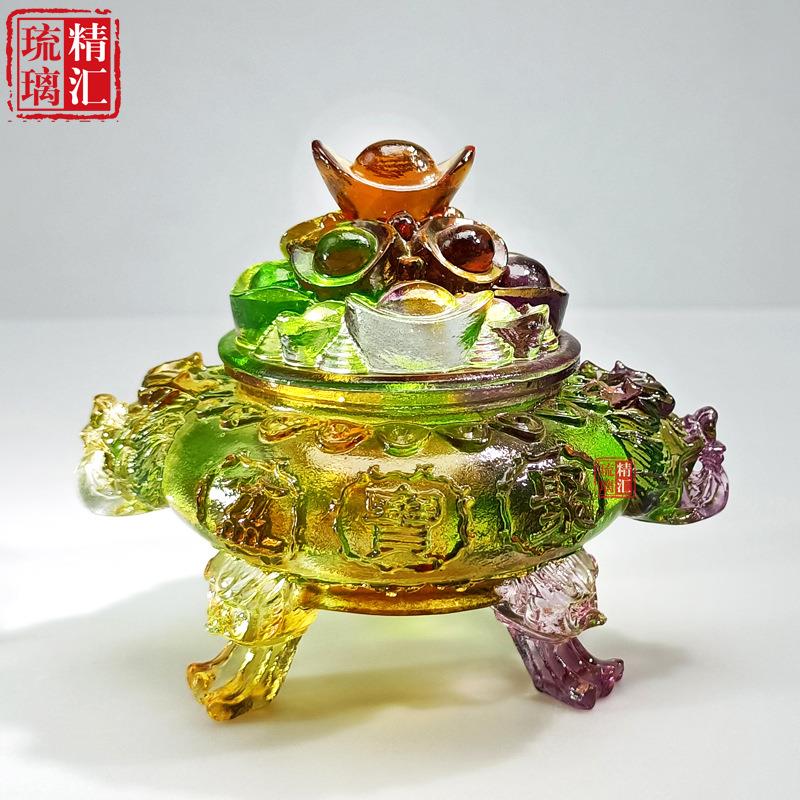琉璃工艺品风水摆件琉璃聚宝盆招财办公装饰广州琉璃加工