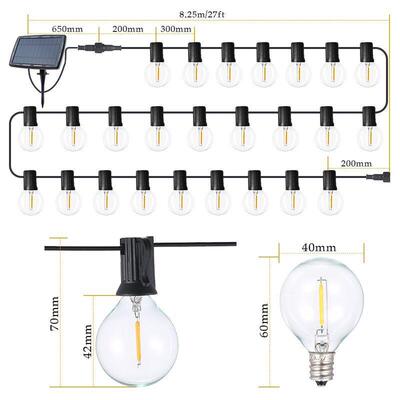 LEDg40太阳能灯串圣诞节日户外防水装饰灯串暖白彩灯4模式