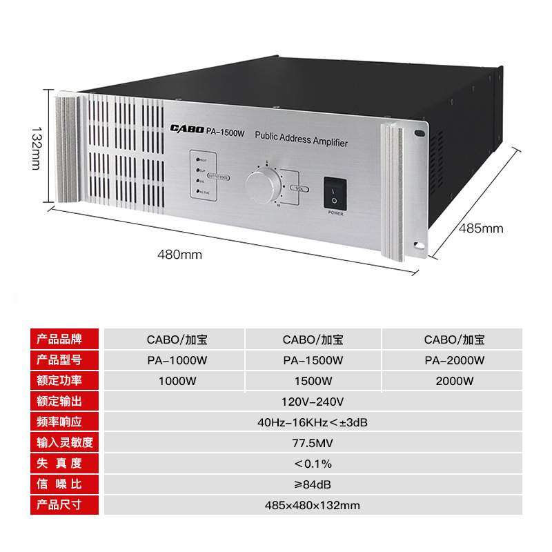 CABO 800W/1000W/1500W/1200W功率纯后级工程功放机喇叭功放