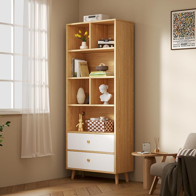 实木转角书柜多层日式窄柜子储物柜书架置物架落地家用客厅展示柜