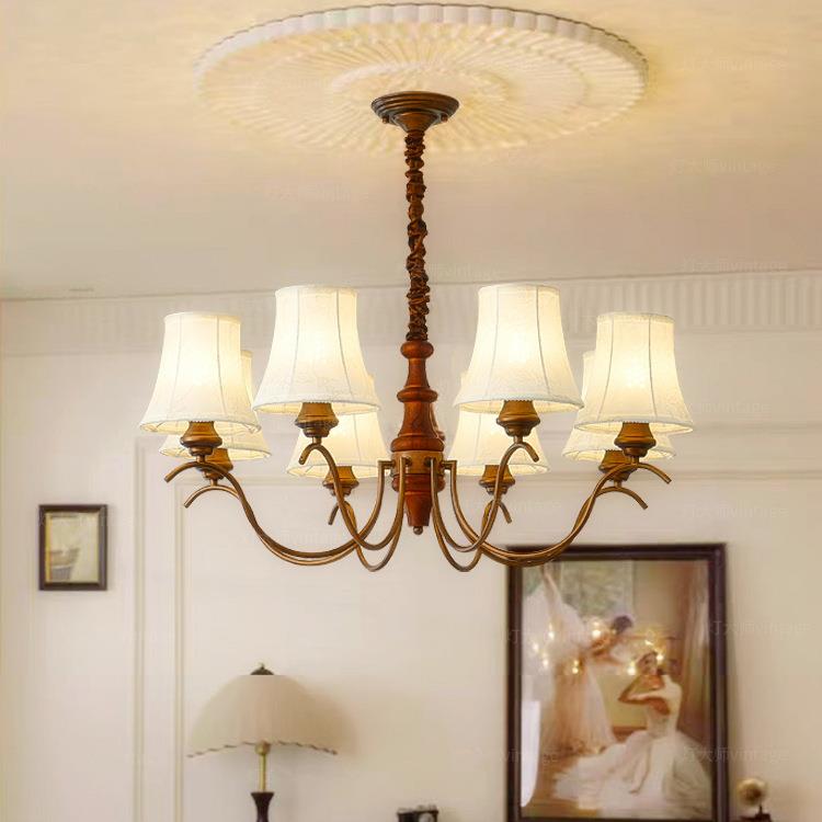 法式中古风客厅吊灯美式复古餐厅灯书房感南洋古铜色卧室灯具其他