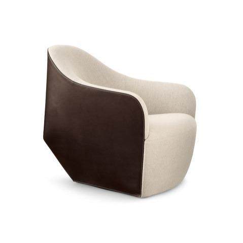 北欧设计师布艺后现代轻奢皮艺户型客厅洽谈沙发靠椅真皮扶手