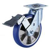 8寸蓝色聚氨酯刹车轮GH-200-BSF-MUD轮宽40MM脚轮