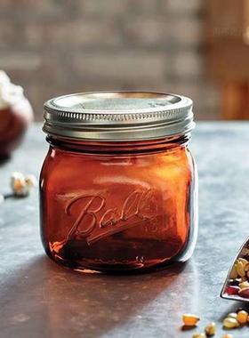 美国Ball Mason Jar斗草密封罐梅森罐玻璃梅森瓶棕色储物防紫外线
