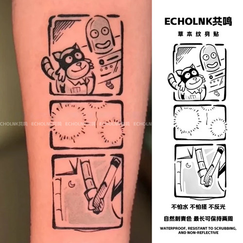 美式漫画分镜草本纹身贴