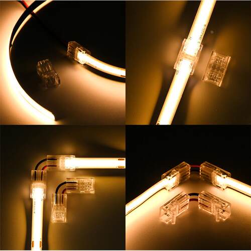cob灯带免焊接头卡扣8mm水晶透明2pin连接器无暗区led转接插头