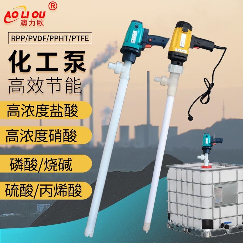 化工抽液泵抽强硫盐酸碱电动RPP调速电机PVDF塑料插桶油泵耐腐蚀