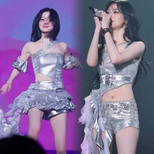 郑雅娴同款银色科技感套装演出服kpop女团ASA同款爵士舞打歌服