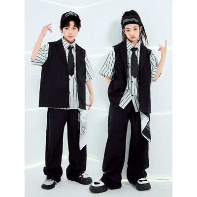 儿童街舞潮服男女童locking机械舞演出服西装套装走秀爵士舞表演