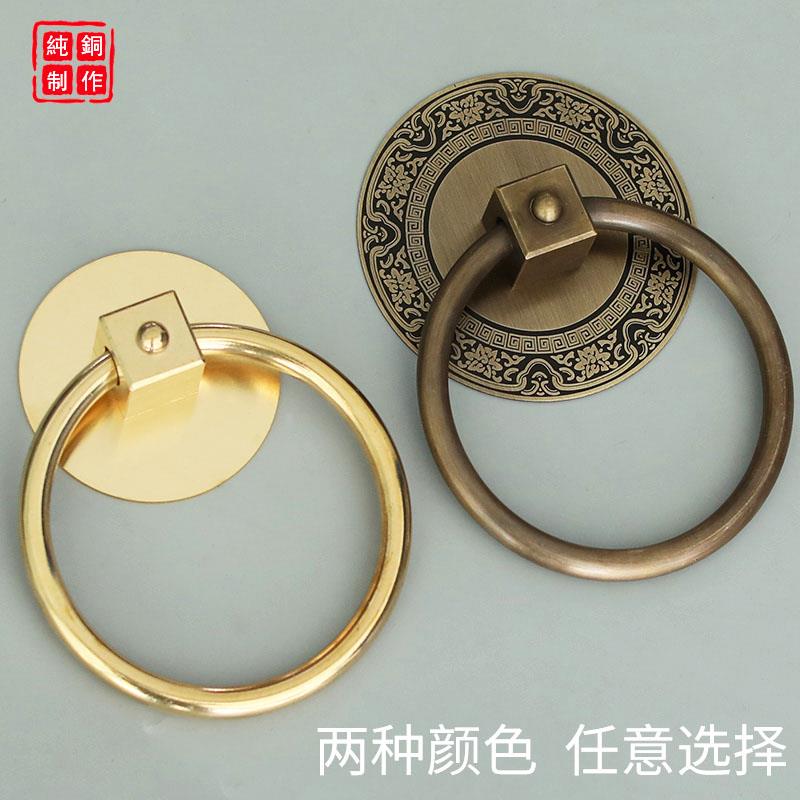 仿古纯铜门环中式大门拉手复古老式门把手古建庭院拉环木门铜配件