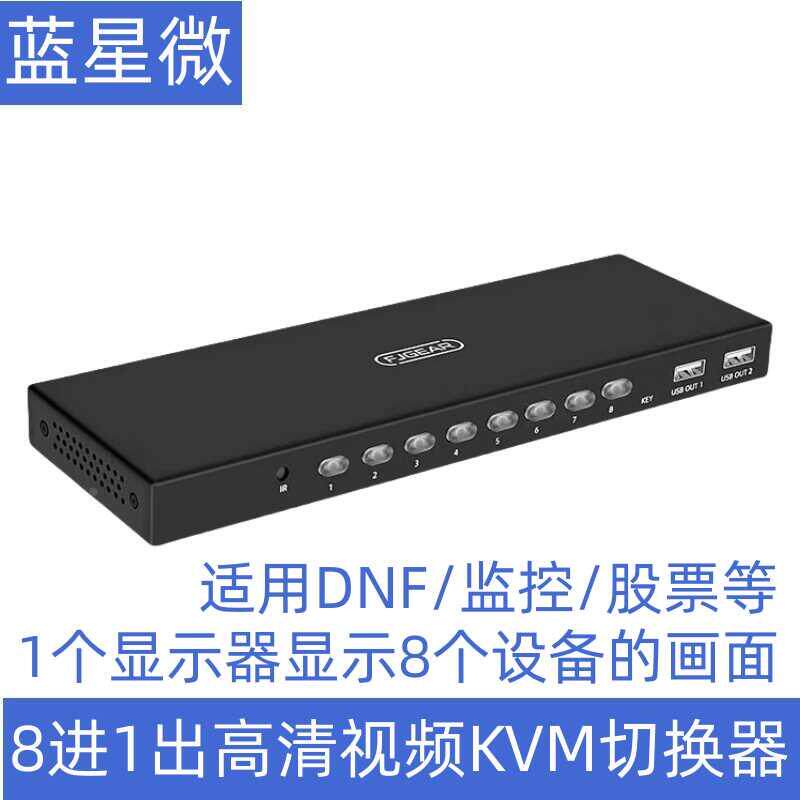 HDMI KVM切换器8口4K分屏分割器DNF监控股票8个画面在一个显示器