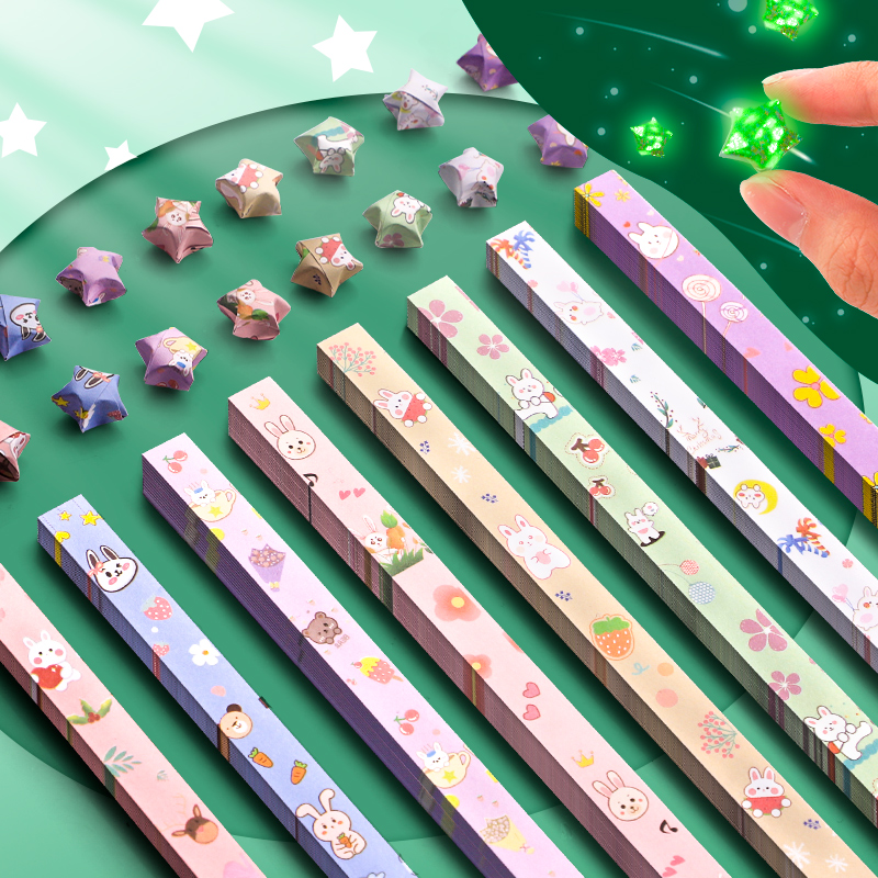 速发夜光星五折纸专变色唯美幸运星星角星纸条手工折叠小星星渐用