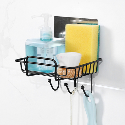 速发厨房铁艺置物架免打孔墙纳壁挂式抹刷洗碗布海绵布收上架沥水