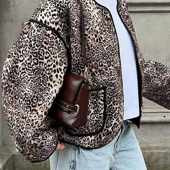 Cardigan leopard print jacket for women 女式开衫豹纹印花外套