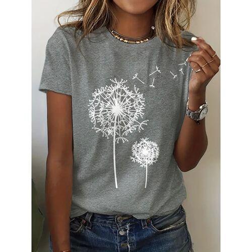 蒲公英印花短袖女式上衣 Dandelion printed short sleeved shirt