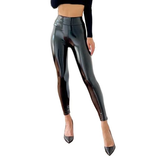 High waisted tight leather pants with leggings紧身皮裤打底裤