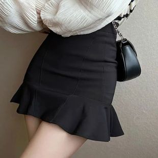 line fish tail High skirt short 高腰A字鱼尾短裙女 waisted