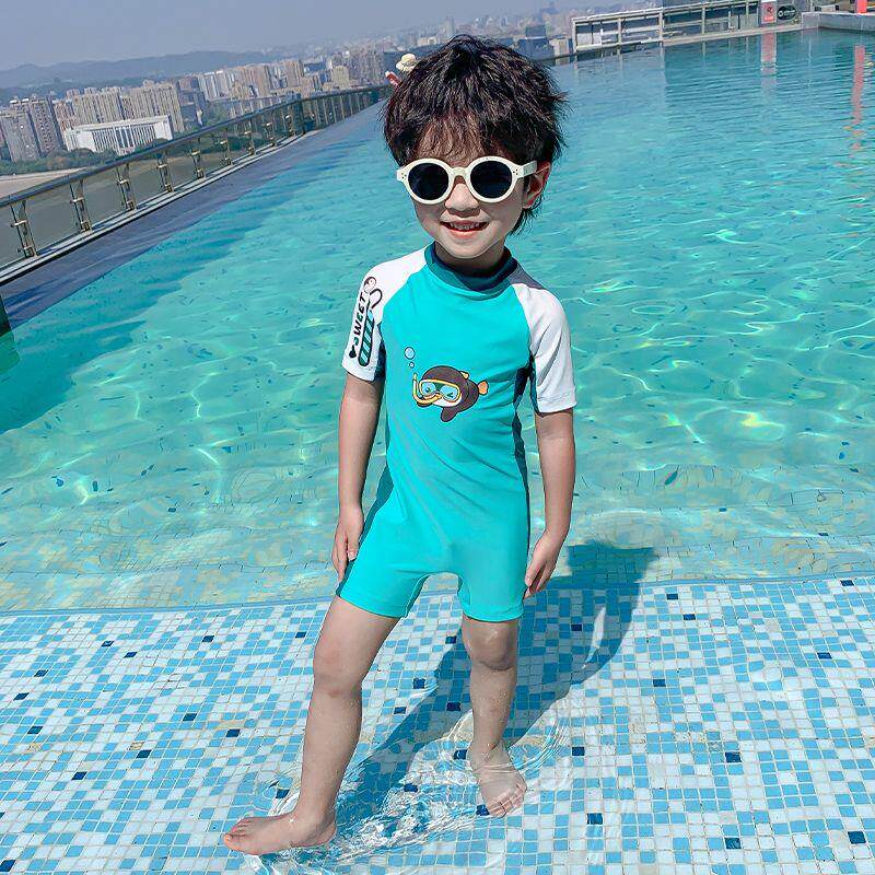 儿童泳衣男童韩版洋气网红连体卡通超萌防晒男孩专业游泳套装潮款