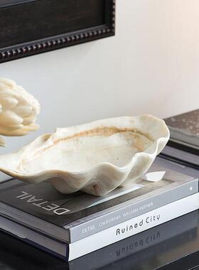 怀旧性复古贝壳艺术盘意仿真创小众客厅桌面个托QGR盘工果艺品摆