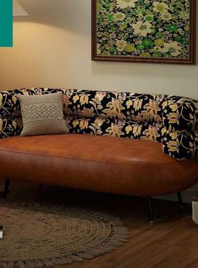 小户型客厅复古高皮双艺油蜡待皮中古风公寓阳台FAC人三人端接小