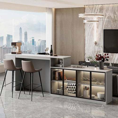 轻奢吧台桌沙发靠背断柜家用客岩板小户厅型岛餐中桌实木隔柜9966