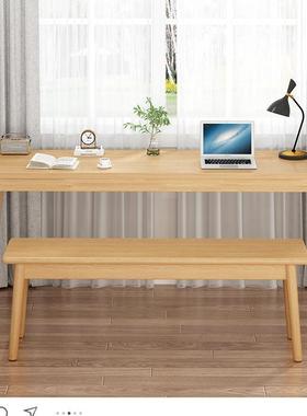 木双人书长条桌桌靠实简约RBU现代儿童学习桌卧室学生写字桌电墙