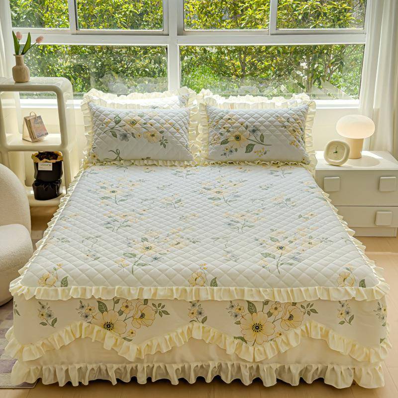 纯棉全三高档棉床罩10床裙单LYR件件0套床单加厚夹棉