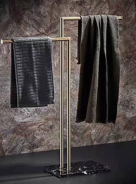 室地式免打孔25149不锈钢毛巾置物浴立式酒店大架理石浴巾收落纳
