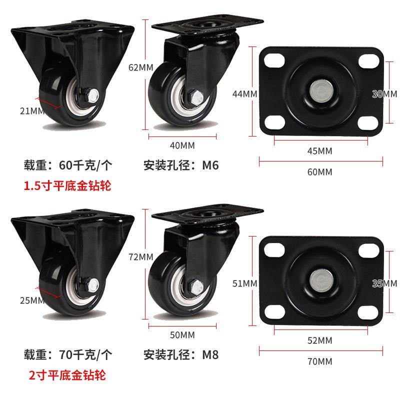 厂家直供1jz111.5寸2寸小金轮音降噪家具工业万脚静轮聚氨酯向钻