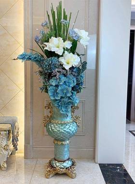 欧落地大花瓶IKT真花艺套装客厅装式饰摆插件仿美式家居饰品花摆