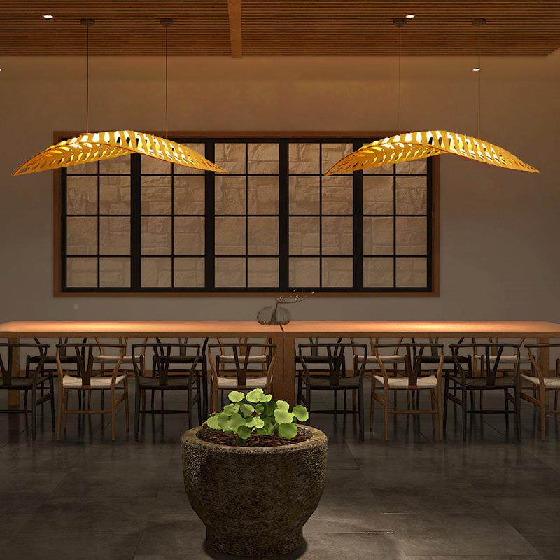 灯设师客饰厅吊酒店民宿餐LY2315厅餐桌茶计室木艺装原木风鱼骨创