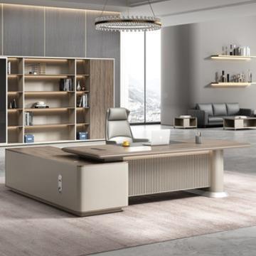 大老板办公桌理椅组合简约TOF现轻奢老板桌班台实木总裁经代主管