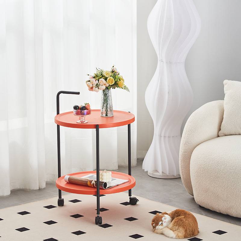 小推车边几可移动茶几带轮小桌子客厅小圆桌简易床头桌角几置物架