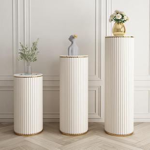 岩板台花架奢客厅边角几落地式 现代M01圆形简约阳圆形室柜内轻置