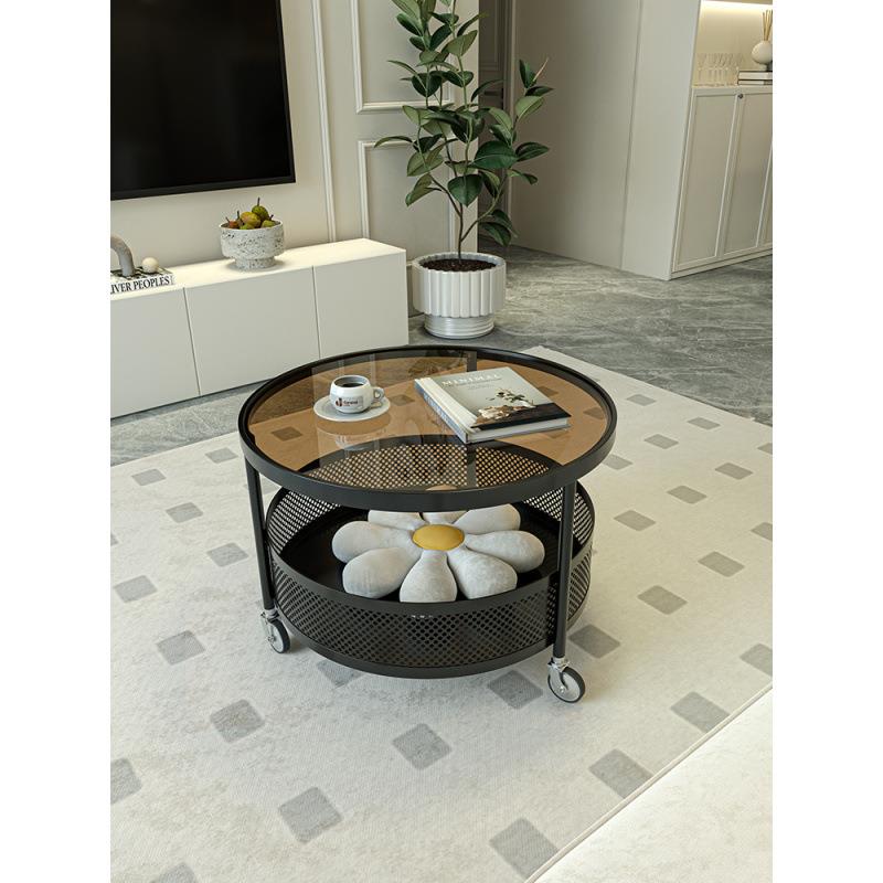 VTD法式家奶风可移动茶几小型客厅用沙发边户几桌带油轮迷你圆桌